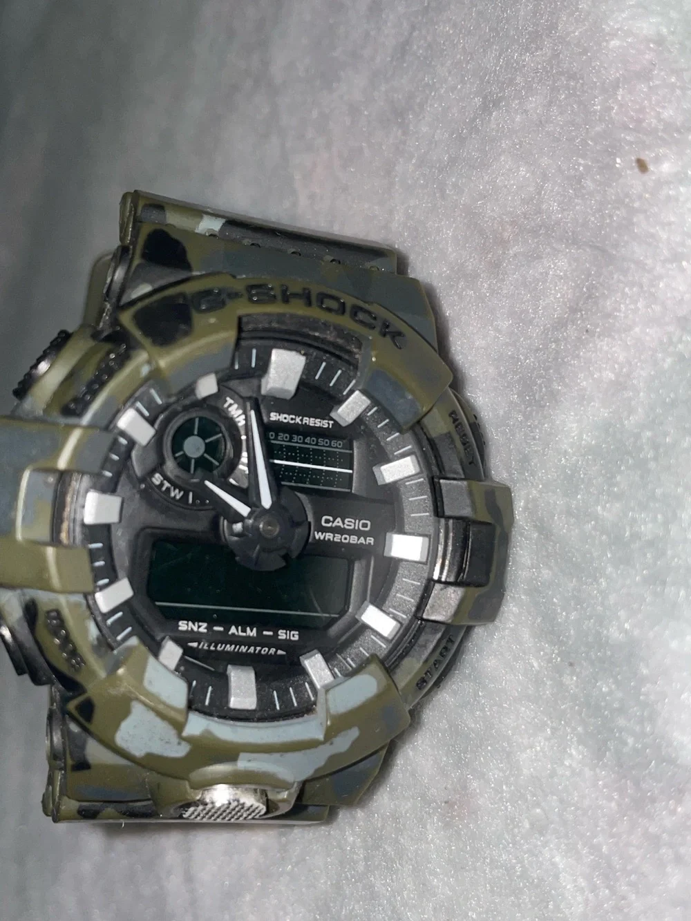 Casio G-Shock Tactical Camouflage Resin Watch - Green and White Pattern